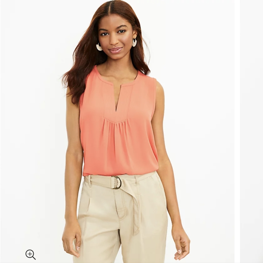 Loft Mandarin Orange Sleeveless Blouse. Size S. New !